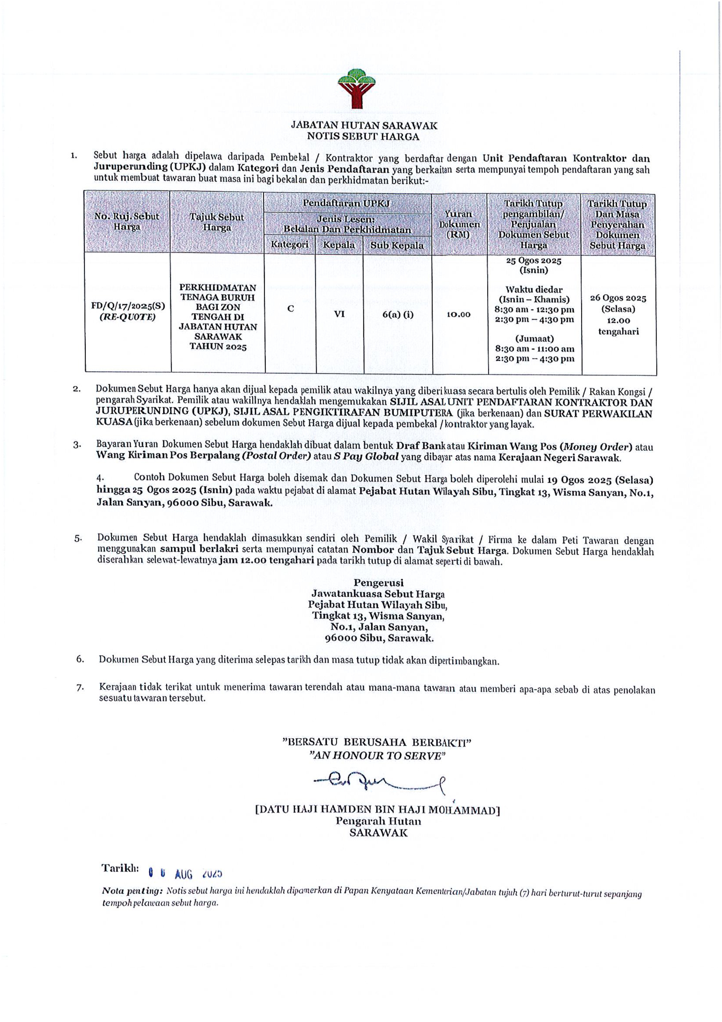 Notis Tender JHS 2025