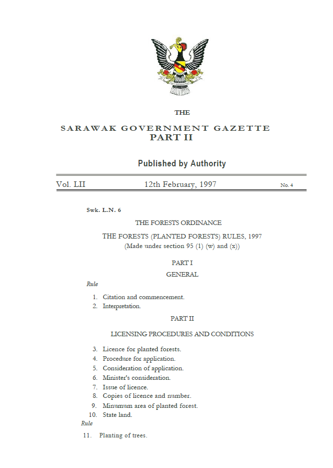 L.N. 6 Forests (Planted Forests) Rules, 1997